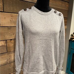 Pink Clover gray sweater-crew neck with button detail